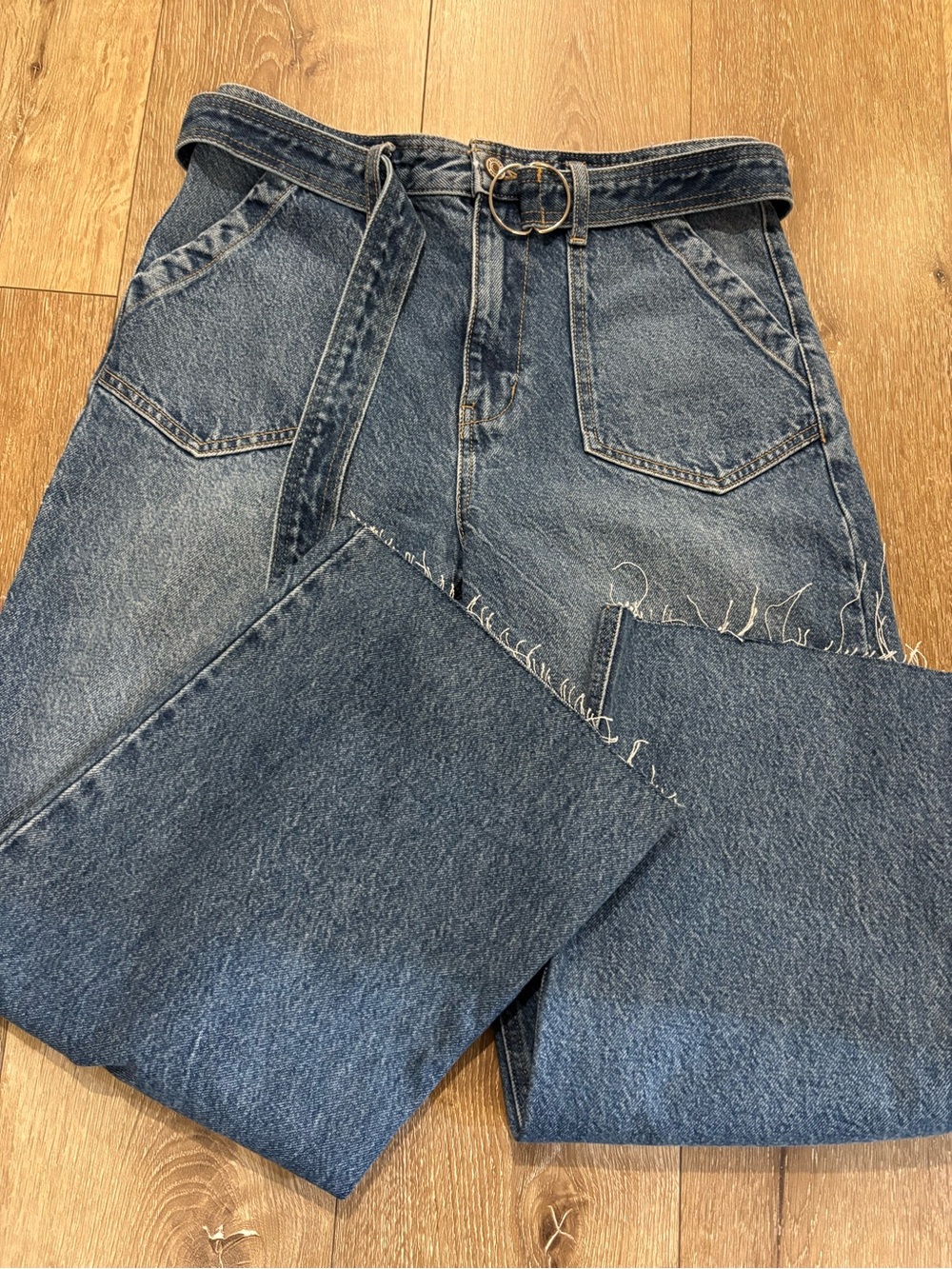 KanCan Dark Wash Wide Leg Jeans with Ring Belt